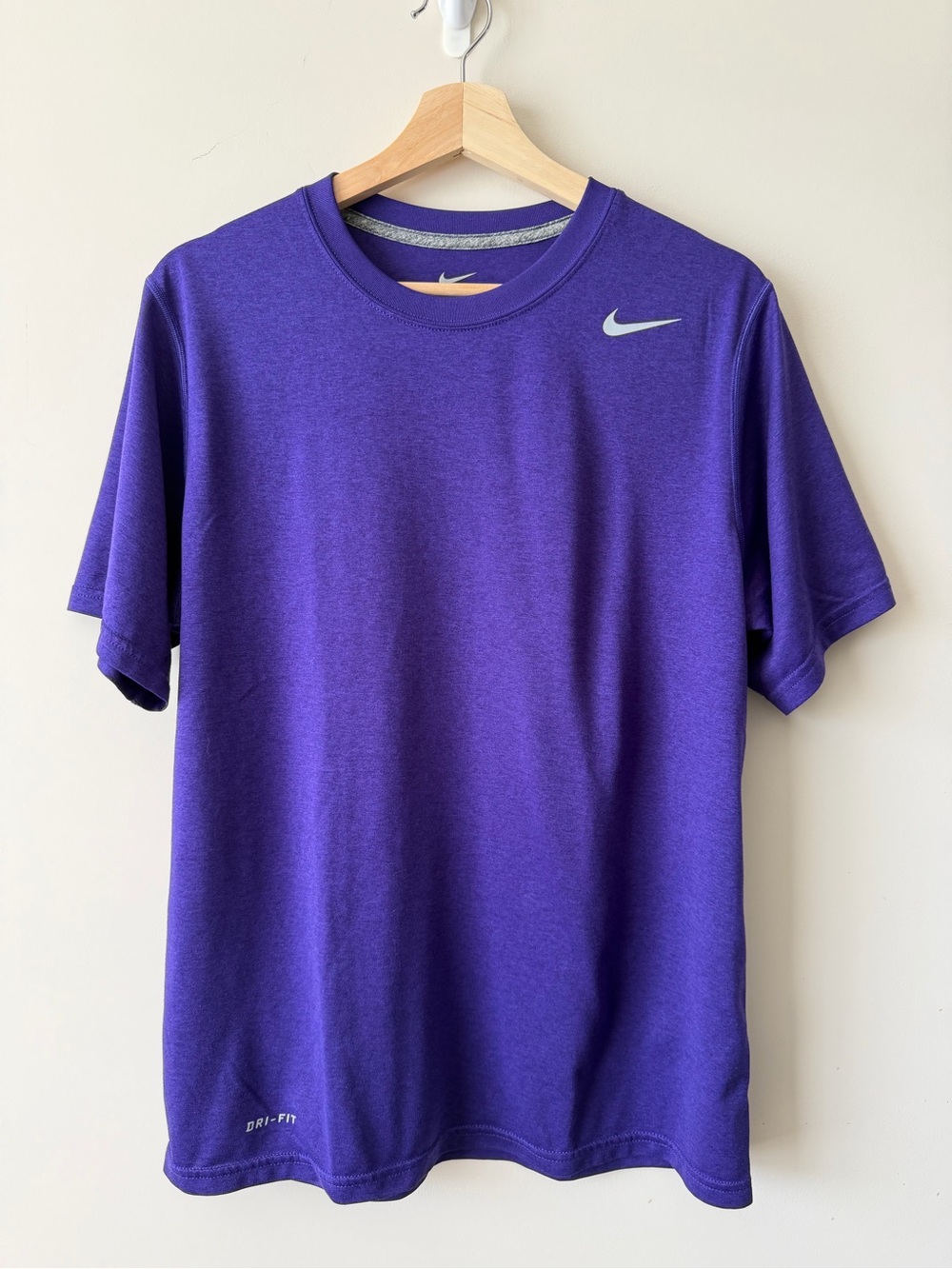 Nike Purple Short Sleeve Dri-FIT Tee with Silver Swoosh